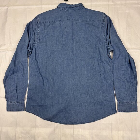 Levis Mens Long-Sleeve Denim Button-Down Shirt Size L Tencel Blend Light Blue - Picture 3 of 13